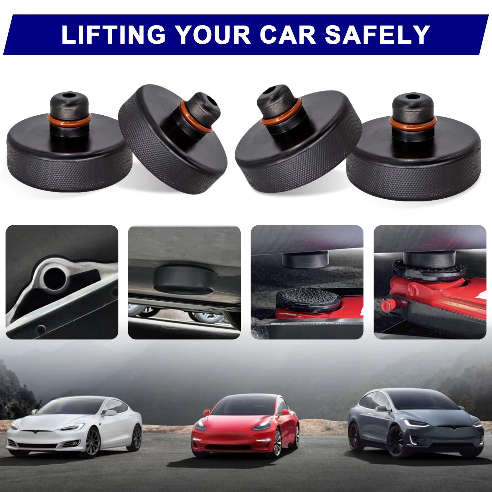 Lifting Jack Pad with Tire Inflator and Portable Air Compressor for Tesla Owners