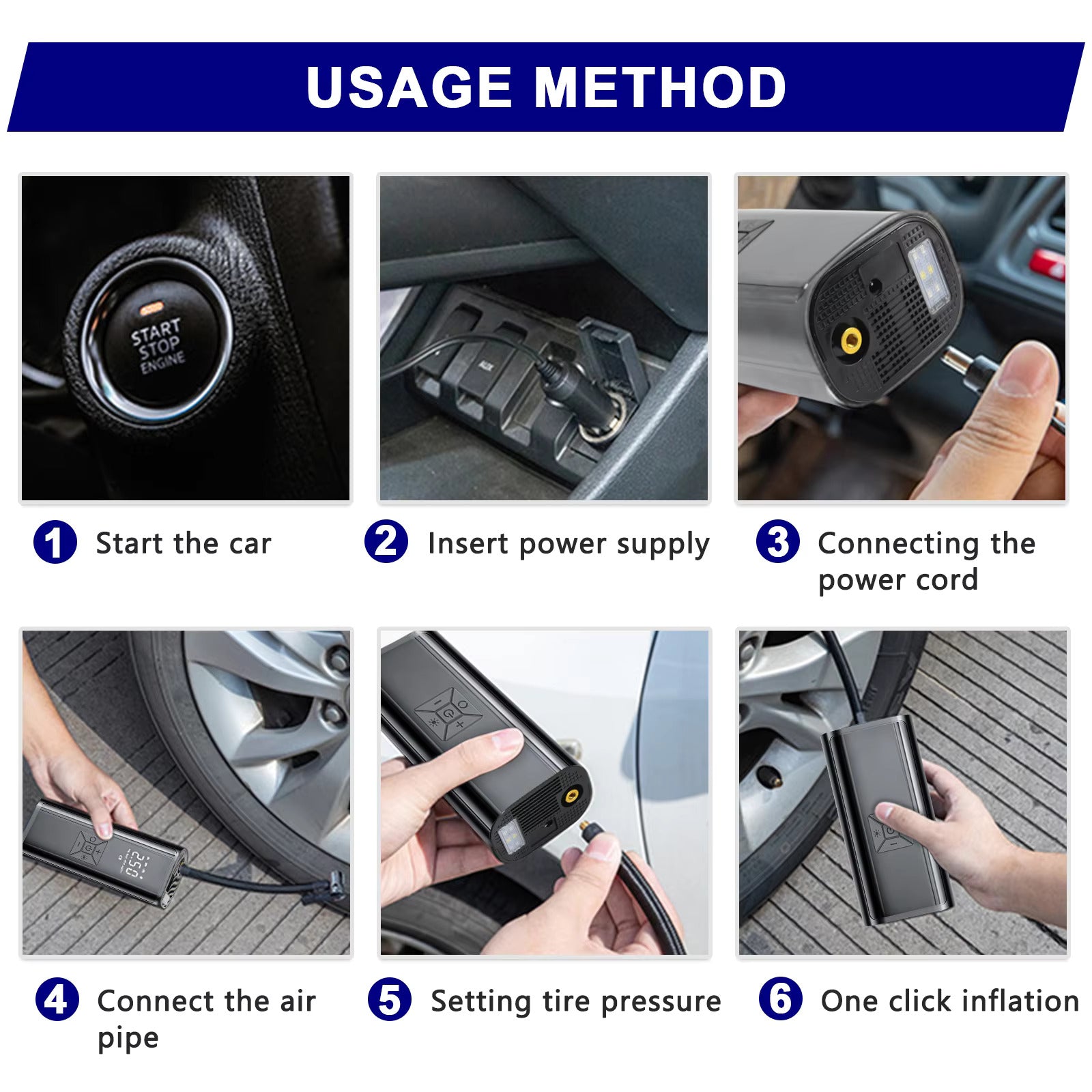 Lifting Jack Pad with Tire Inflator and Portable Air Compressor for Tesla Owners