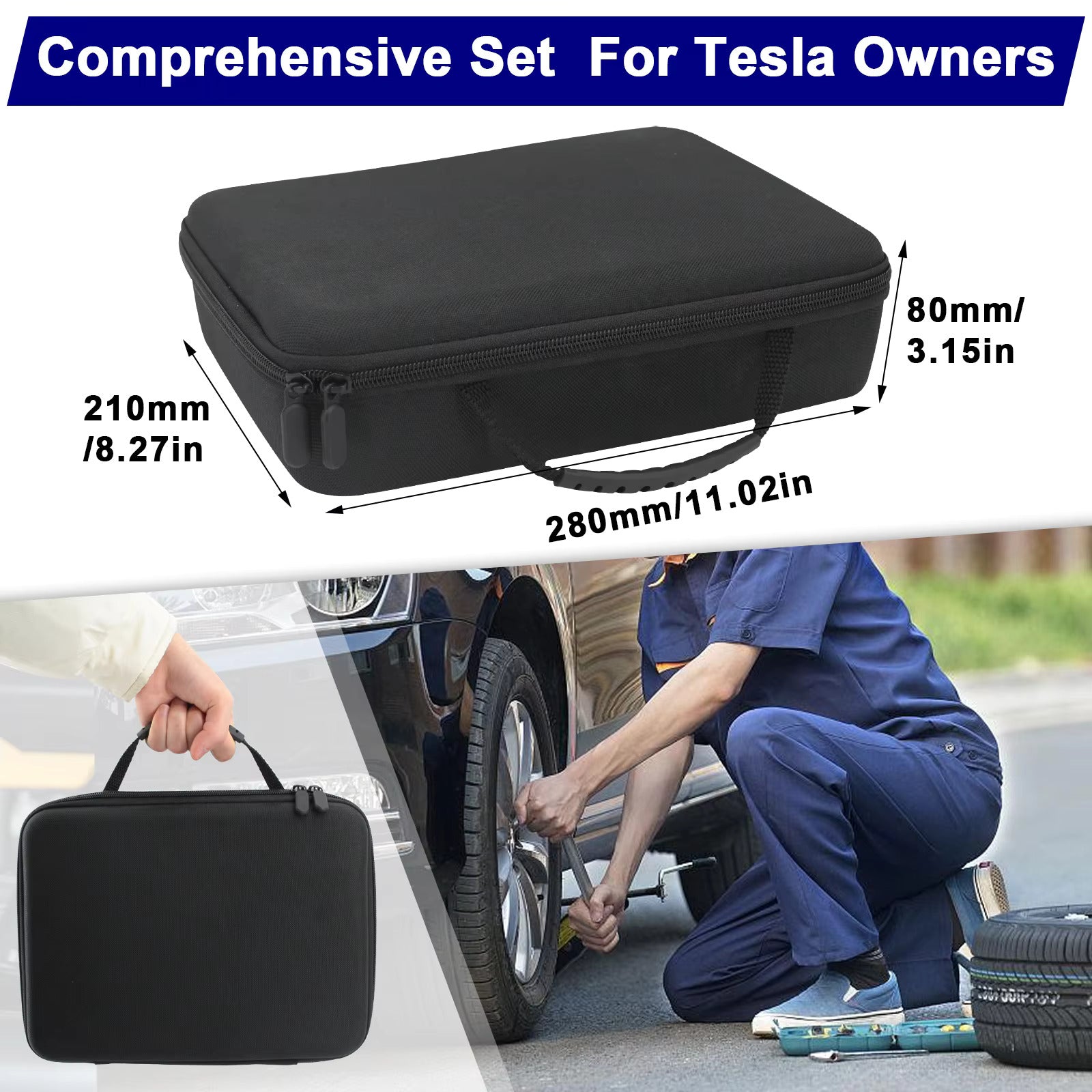 Lifting Jack Pad with Tire Inflator and Portable Air Compressor for Tesla Owners